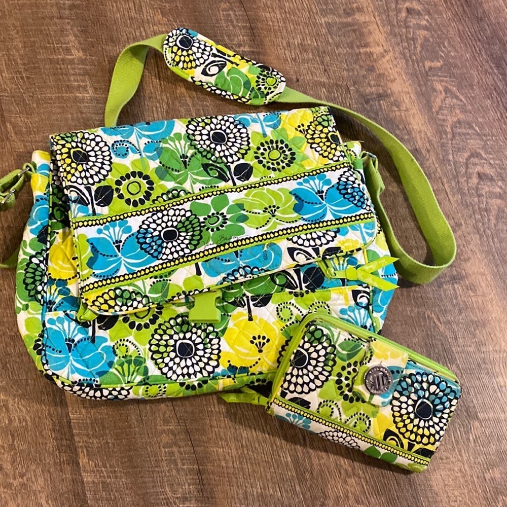 Vera Bradley ‘Limes Up’ Laptop Messenger Bag and Wallet